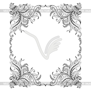 Frame with hand-drawing decorative ornaments - vector image