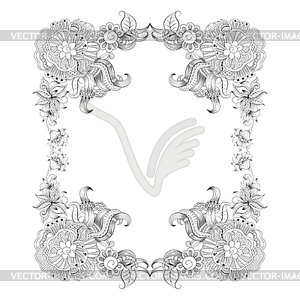 Frame with sketch doodles decorative elements - vector image