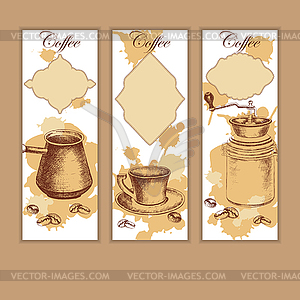 Set of coffee banners with frames - vector clip art