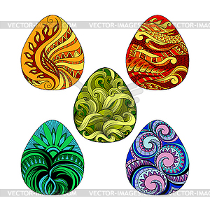 Set of Easter eggs with color graphic pattern - vector clipart