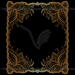 Golden frame with hand-drawing ornament - vector image