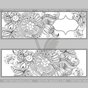 Greeting card with filigree hand-drawing pattern - vector image