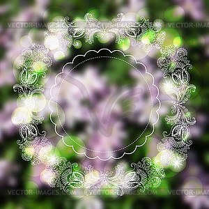 Sketch ornaments, frame on blurred background - vector clipart