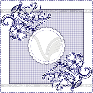 Card with hand-drawing pattern and frame - vector clip art