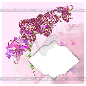 Frame with hand-drawing flower - vector image