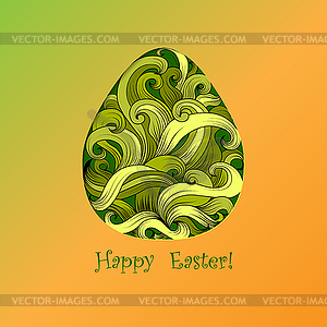 Greeting card of Easter with color egg - vector clipart