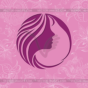 Beautiful girl face on flower background - vector clipart