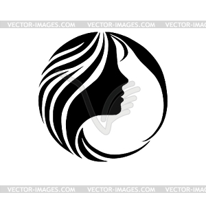 Beautiful girl face Fashion icon - vector image