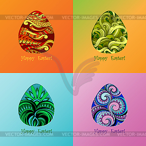 Set of card of Easter with graphic egg - vector clipart