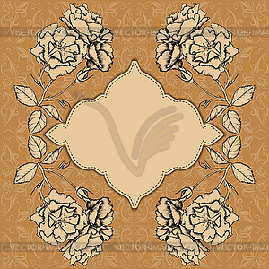 Card with frame and flowers - vector clip art