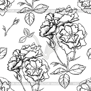 Seamless background with sketch style flowers - vector image