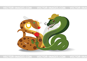 Snakes and flower - vector clip art