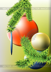 Balls on Christmas tree - vector image