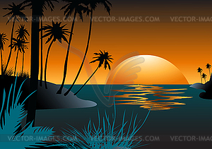 Sunset in Hawaii - vector clip art