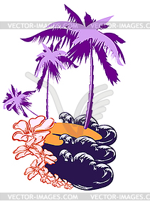 Palm on desert island - vector clipart