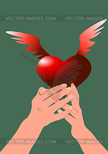 Hands and heart - vector clip art