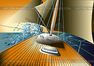 Yacht on high seas - vector clipart