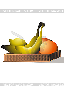 Fruits in tray - vector clip art