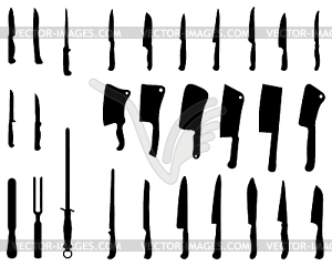 Kitchen knives and cleavers - vector clipart