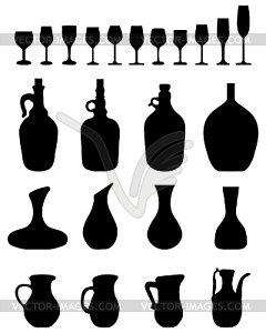 Glasses and bottles - vector clip art