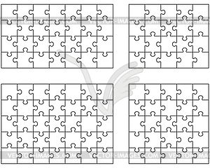 Four white puzzles - royalty-free vector clipart