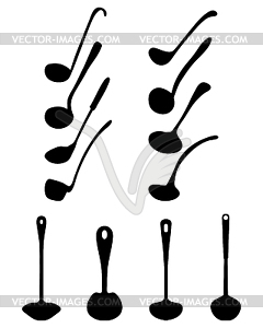 Silhouettes of ladle - vector image