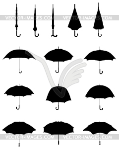 Silhouettes of umbrellas - vector clip art