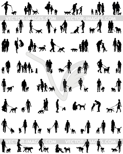 People with dogs - vector clipart