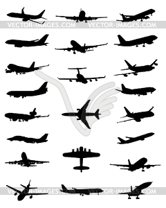 Silhouettes of aircrafts - vector image