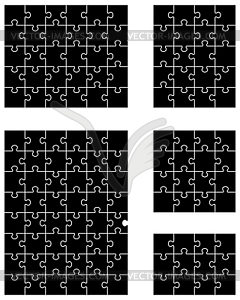 Five black puzzles - vector clip art