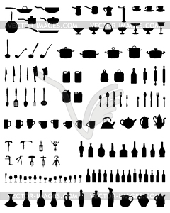 Silhouettes of kitchenware - vector image