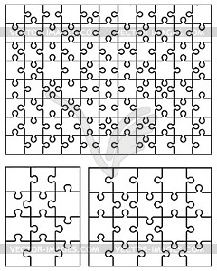 Three white puzzles - vector clip art