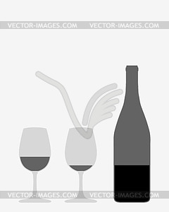 Glasses and bottle - vector image