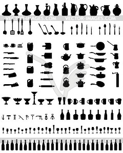 Silhouettes of kitchenware - vector image