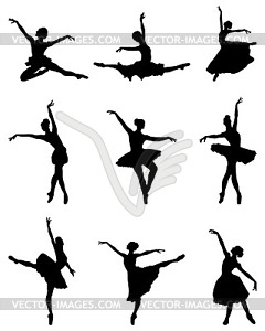 Silhouettes of ballerinas - vector clipart / vector image