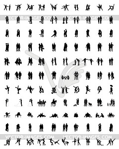 Silhouettes of couples - vector image