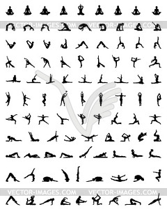 Silhouettes of yoga - vector clipart