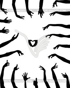 Silhouettes of hands - vector image