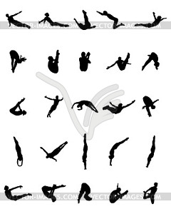 Silhouettes of jumping - vector clipart