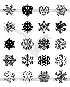 Set of black snowflakes - vector clipart