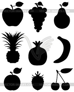 Silhouettes of fruit - vector image