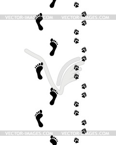 Feet and paws - white & black vector clipart