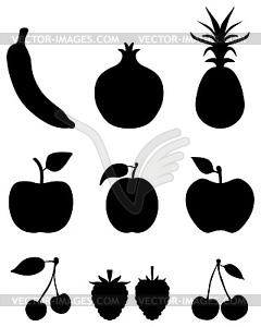 Silhouettes of fruit - vector clip art