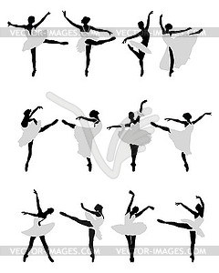 Silhouettes of ballerinas - vector clip art