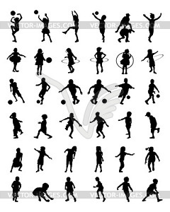 Silhouettes of children - vector clipart