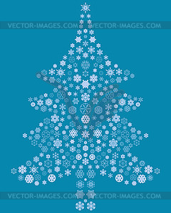 Christmas tree of snowflakes - vector clip art