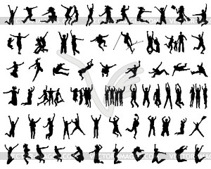 Silhouettes of jumping - vector clipart