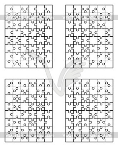 Four different white puzzles - vector image