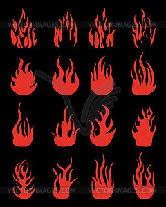 Silhouettes of fire flames - vector clipart