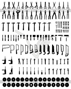 Silhouettes of tools - royalty-free vector clipart